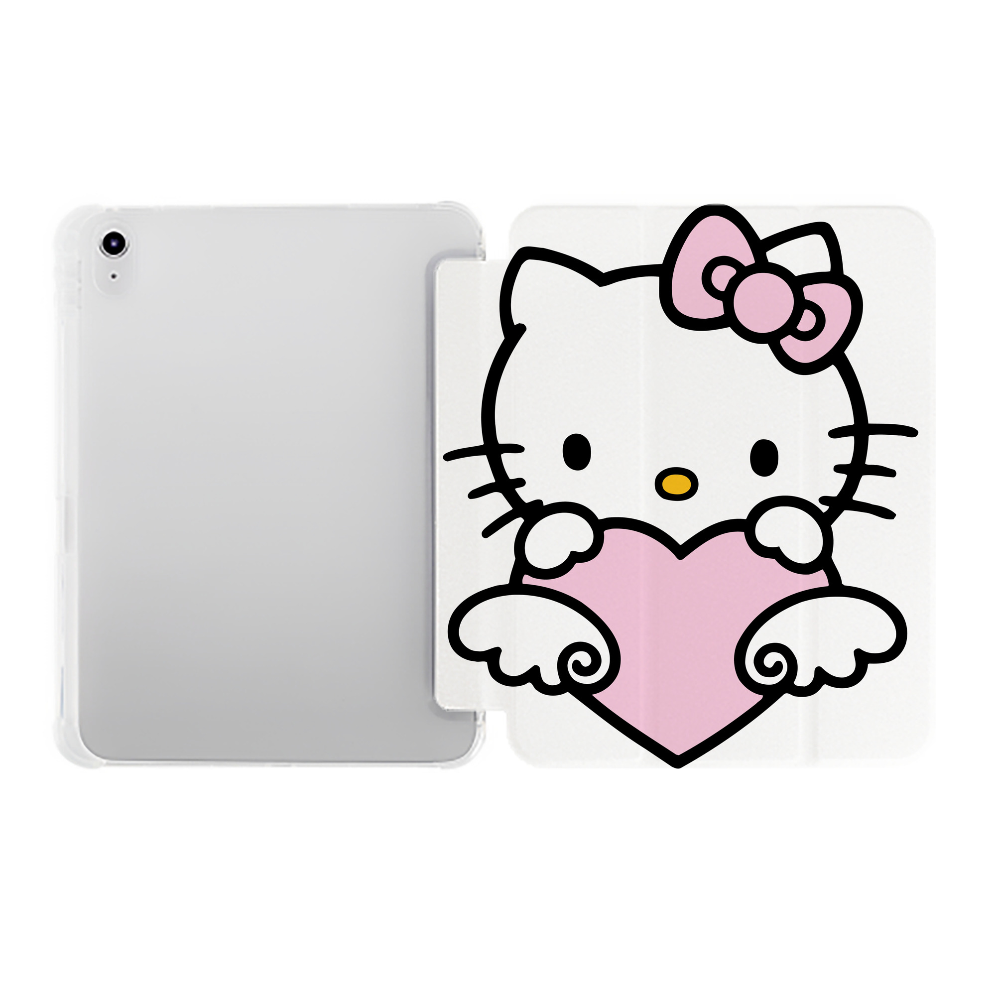 （画像用） Hello Kitty ハローキティ IPad ケース ペン収納付き 三つ折りスタンド PUレザー×シリコン 対応機種9.5/10.5/10.9インチ